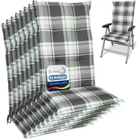 Beautissu 8er Set Hochlehner Auflagen Set 120x50 cm Polster Mintgrün Kariert