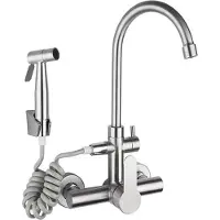 OEM Küchenarmatur mit Spritzpistole und 2 Strahlarten, 360° drehbar, Edelstahl
