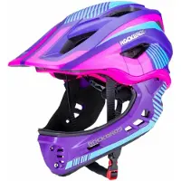RockBros Kinderfahrradhelm mit abnehmbarem Maul Größe M - lila-rosa