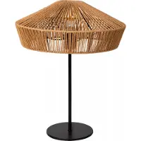 Lucide Tischlampe Yunkai Ø 40 cm schwarz mit Rattan