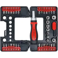 Bgs DIY 20138 Bit-/Steckschlüssel-Einsatz-Satz | mit Ratschen-Drehgriff für Bits, umschaltbar | 38-tlg.