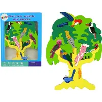Leantoys Hölzerne Baumvögel, Papageien, DIY-Holzpuzzleblöcke