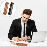 Markenlos 2 Stück Handgemachte Füllfederhalter Etui - Lederne Schutzhülle - Vintage Tasche Halter - Stiftemappe Aus Echtem Leder - Für 1-3 Stifte - Kugelschreiber - Stylus - Schreibzubehör - Geschenkidee