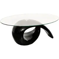 Super Merchant Couchtisch mit ovaler Glasplatte Hochglanz Schwarz