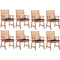 vidaXL HOMMIE Outdoor-Stuhl ,Garten-Essstühle 8 Stk. mit Kissen Massivholz Akazie Relaxsessel Armlehnstuhl & schlichten Design