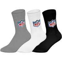 NFL Kurzsocken "Socken SHIELD 3Pack Crew Socks 3er Pack", Herren, Gr. 43-46, bunt (weiß, grau, schwarz), Obermaterial: 61% Baumwolle CO. 35% Polyester PES. 4% Elasthan EL., Socken Kurzsocken