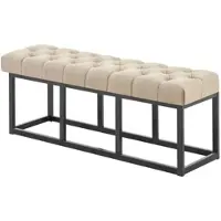 DELUKE Sitzbank MEXICO Stoff Taupe 120x38x46cm Sitzbank Flur Sitzhocker Esszimmerbank Polsterbank Schlafzimmer