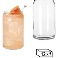 Assheuer & Pott LIBBEY Trinkglas, GLASS CANS 70462 , 473 ml, Maße (Ø x H): 7,5 x 13,5 cm, 1 Karton = 12 Stück