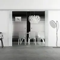 Levidor Doppelglasschiebetür Komplettset 2x 65 x 217,5 cm Lübeck Aluminium mit Griffmuscheln und SoftClose