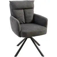 Invicta Drehbarer Retro Stuhl BIG GEORGE grau mit Armlehnen und Bonellfederkernpolsterung Esszimmerstuhl Essstuhl Drehstuhl