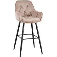 Riess Barhocker MILANO champagner beige schwarz Samt Metall Barstuhl mit Lehne