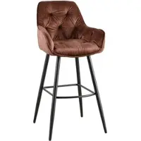 Invicta Design Barhocker MILANO braun Samt Barstuhl mit Chesterfield Steppung