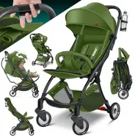 Kidiz Kinderwagen Premium Kinderbuggy klappbar Liegebuggy Sportwagen Faltbar 360°Räder 5-Punkt Gurt Inkl. Getränkehalter & Regenabdeckung, verstellbare Rückenlehne & Sonnenverdeck
