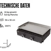 Grillfürst Plancha Grill - 2 Brenner mit insgesamt 7 kW und Edelstahl Plancha
