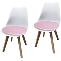 HTI Esszimmerstuhl 2er Set Weiß mit Kunstledersitz Atlanta Rosa mit Ornament