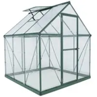 Canopia Palram Gewächshaus Hybrid Grün+ 4x Schwerlastregal und Gewächshaus-Clips in cm 186x185x208 (LxBxH)