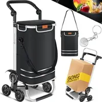 Kesser Einkaufstrolley Treppensteiger mit Kühlfach klappbar mit 56L Kapazität und belastbar bis 50kg 3in1 Trolley Sackkarre & Umhängetasche Faltbarer Einkaufswagen inkl. Einkaufschip