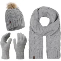 Rock Creek Schal Mütze Handschuhe Set in Grau | Gr.: onesize