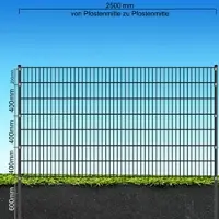 FA-Bausysteme Doppelstabzaun Anthrazit 8-6-8 Plättchen 1430 mm 40 m