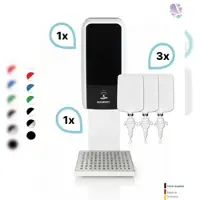 Blanc HYGIENIC SET: Desinfektionsspender SENSOR Blanc Cosmos versch. Farben + Tischständer weiß +3x 1-Liter Hautdesinfektion : Farbe - Schwarz / Weiß
