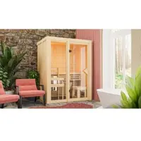 Karibu Sauna "View 1" SET naturbelassen 3,6kW Ofen finnisch