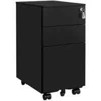 Songmics Rollcontainer OFC031B01, aus Metall, schwarz, mit 2 Schubladen und Hängeregistratur, abschließbar