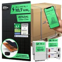 Solarway 10,6kW Solaranlage mit Speicher Deye 10 kW Bifazial inkl. Montagesystem, App & WiFi
