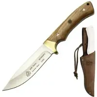 Puma-Knives Jagdmesser SGB teton, Olivenholz, 6818402PV, mit Lederscheide, Klinge feststehend