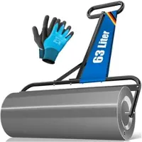 Kesser Rasenwalze Metall mit Handschuhen Handwalze Rasenroller Gartenwalze Ackerwalze Walze befüllbar mit Wasser oder Sand