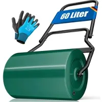 Kesser Rasenwalze Metall mit Handschuhen Handwalze Rasenroller Gartenwalze Ackerwalze Walze befüllbar mit Wasser oder Sand