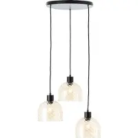 Brilliant Hängelampe mit 3 Leuchten Casto schwarz mit bernsteinfarbenem Glas