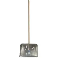 SHW Schneeschieber 54898, mit Alu-Räumkante, 52cm breit, aus Aluminium, mit Holzstiel