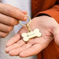 Yoursurprise Personalisierter Schlüsselanhänger - Text - Knochen - Gold