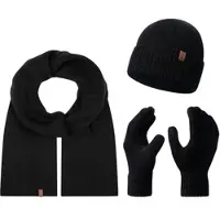 Rock Creek Schal Mütze Handschuhe Set in Schwarz | Gr.: onesize