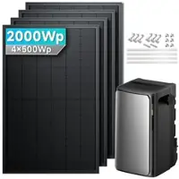 SolarMars EcoFlow Stream Ultra Balkonkraftwerk Speicher mit 500Wp Solarmodul Set - 2000Wp ‚Äì 4 Module üî• / Ohne Erweiterungsakku / Ziegeldach