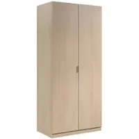 Dmora Garderobe Dleon, Schlafzimmer Kleiderschrank mit 2 Flügeltüren, Schlafzimmermöbel mit 1 Einlegeboden und Kleiderstange, 82x52h180 cm, Eiche