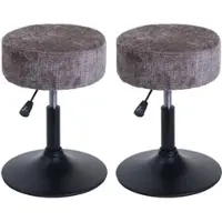 Proregal 2er-Set Hocker Höhenverstellbar Und Drehbar Sitzhöhe 45-57cm Durchmesser 37cm Stoff Chenille Braun Sitzhocker