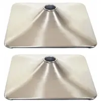 Mendler 2er-Set Fußplatte Fuß Fußteller für Barstuhl Barhocker Drehstuhl Loungesessel, rechteckig Metall gebürstet Ø 37,5cm