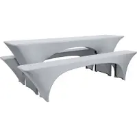 Beautissu BIERTISCHHUSSE Victoria 70cm Stretch Silber Grau (3tlg)