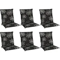 Beautissu Flores Niedriglehner 6er 100x50 cm schwarz mit Blumen