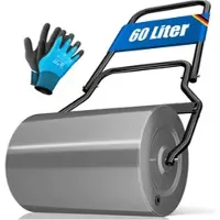 Kesser Rasenwalze Metall mit Handschuhen Handwalze Rasenroller Gartenwalze Ackerwalze Walze befüllbar mit Wasser oder Sand