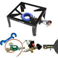 BlueCraft 4 - Bein Hockerkocher 10,5 kW mit Zündsicherung und Piezozündung inkl.Gasschlau...