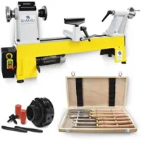BAMATO Drechselmaschine WL-460V mit 6-tlg. HSS Drechselsatz und 4-Backenfutter