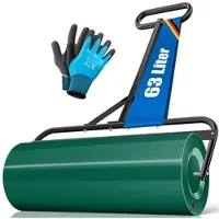 Kesser Rasenwalze Metall mit Handschuhen Handwalze Rasenroller Gartenwalze Ackerwalze Walze befüllbar mit Wasser oder Sand