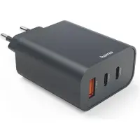 Hama Schnellladegerät 2xUSB-C, 1xUSB-A, PD 65W, Grau