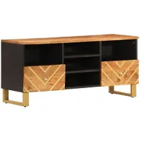 vidaXL TV-Schrank Braun und Schwarz 100x33,5x46 cm Massivholz Mango