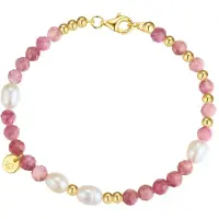 Glanzstücke Armband - Sterling Silber Armband Turmalin Süßwasser-Zuchtpe - Gr. 19 CM - in Gold - für Damen