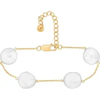 Cai Armband Süßwasserzucht- perlen 10-11mm Silber vergoldet