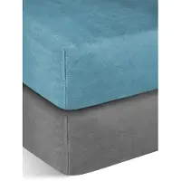 Aspero 2 Flanell-Spannbettlaken PERPIGNAN in Anthrazit/Blau | Gr.: 140 x 200