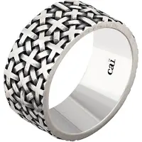 Cai Ring 925/- Sterling Silber Mattiert CAI Silbergrau